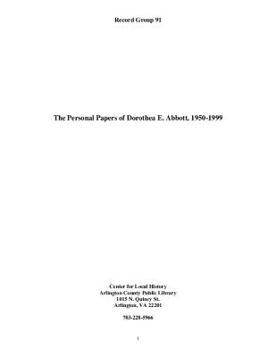 The Personal Papers of Dorothea E. Abbott, 1950-1999