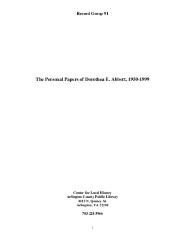 The Personal Papers of Dorothea E. Abbott, 1950-1999