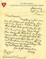 Edward G. Fenwick Letter, 12 September 1917
