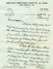 Edward G. Fenwick Letter, 20 September 1917