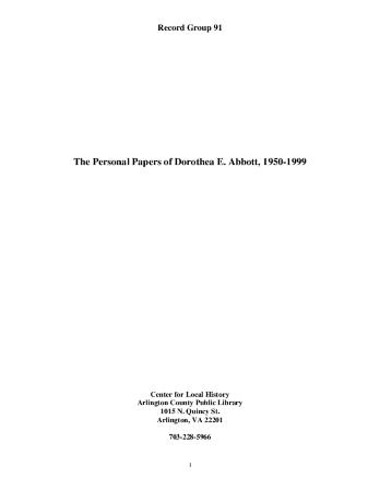 The Personal Papers of Dorothea E. Abbott, 1950-1999