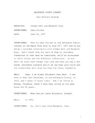 Gladys Hall and Margaret Slye Interview