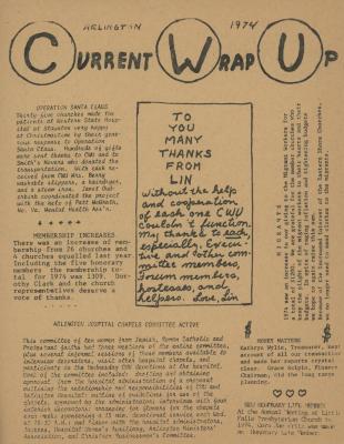 "Current Wrap Up," Church Women United Newsletter, 1974
