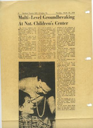 Northern Virginia Sun March 23, 1972 "Syphax Groundbreaking National Children's Center"