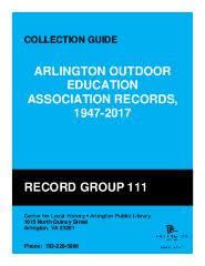 Arlington Outdoor Education Association Records, 1947-2017 Finding Aid