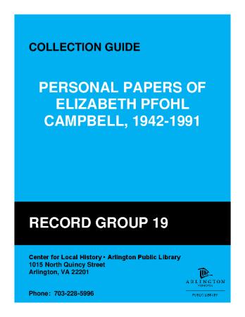 Personal Papers of Elizabeth Pfohl Campbell, 1942-1991 Collection Guide