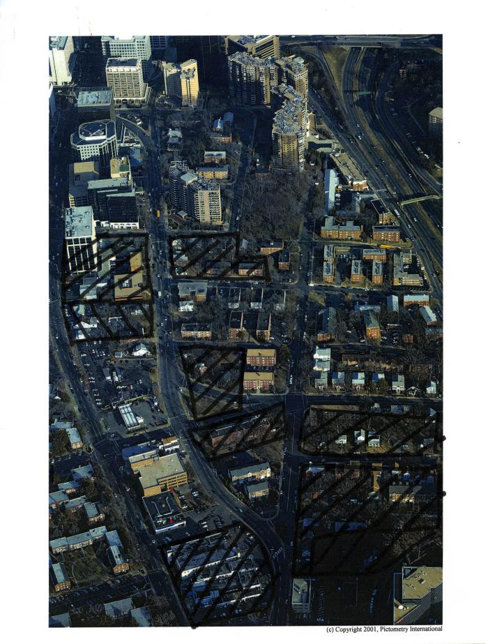 Aerial Photograph of Rosslyn with Handwritten Markings, 2002