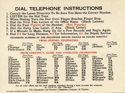 "Dial Telephone Instructions," 1942