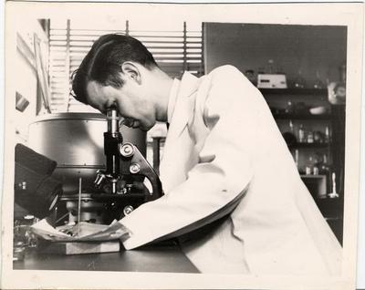 Worker at County laboratory office