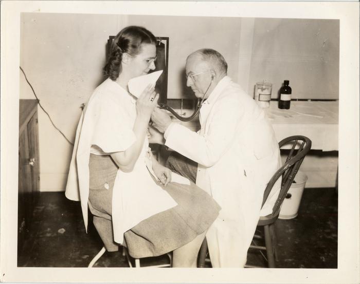 Patient Receiving Chest Examination from Dr. R.G. Beachley, 1943