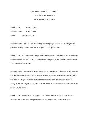 Roye L. Lowry Interview