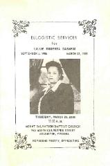 Funeral Program for Lillie Cabness
