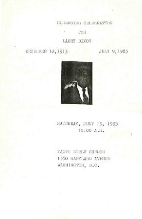 Funeral Program for Larry Dixon
