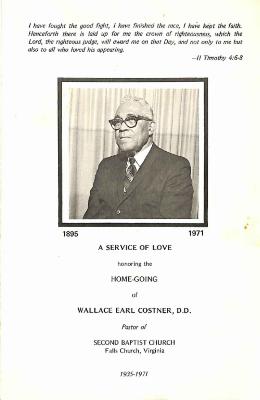 Funeral Program for Pastor Wallace Costner
