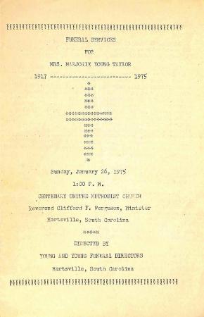 Funeral Program for Marjorie Taylor
