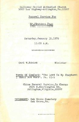 Funeral Program for Clarence Page
