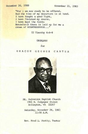 Funeral Program for George Carter
