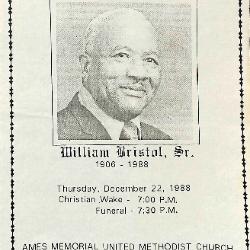 Funeral Program for William Bristol, Sr.
