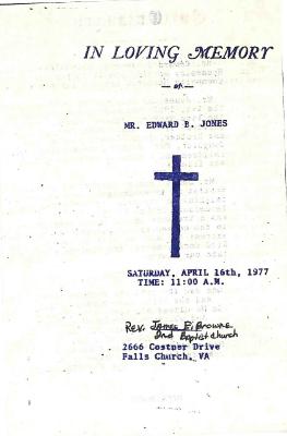Funeral Program for Edward Jones

