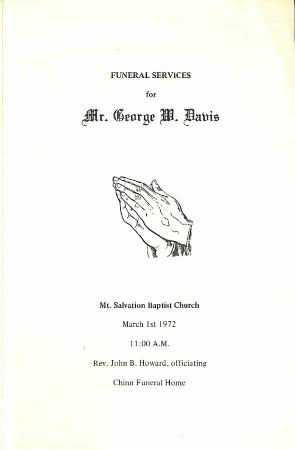 Funeral Program for George Davis
