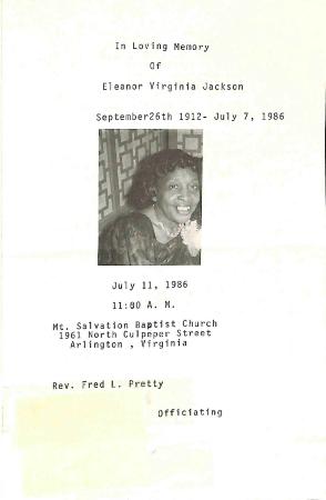 Funeral Program for Eleanor Jackson
