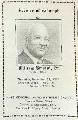 Funeral Program for William Bristol, Sr.
