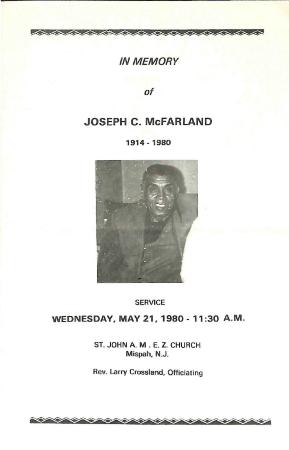 Funeral Program for Joseph McFarland
