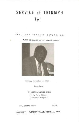 Funeral Program for Rev. John Howard

