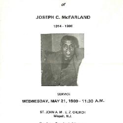 Funeral Program for Joseph McFarland
