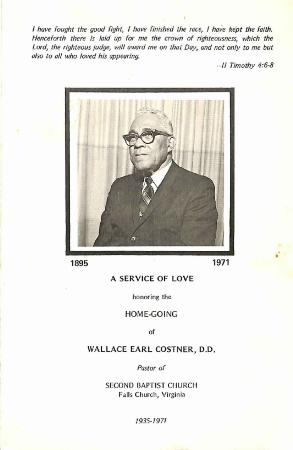 Funeral Program for Pastor Wallace Costner
