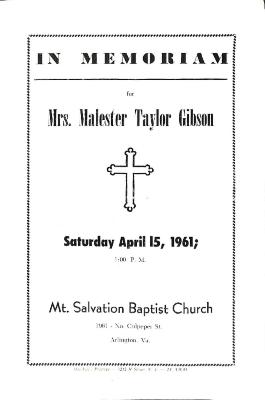 Funeral Program for Malester Gibson
