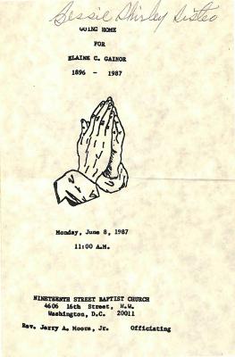 Funeral Program for Elaine Gainor
