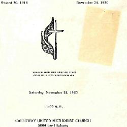 Funeral Program for Carrie Spriggs
