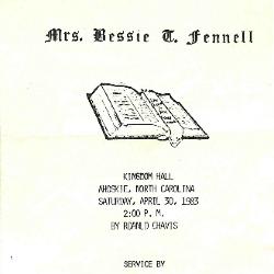 Funeral Program for Bessie Fennell
