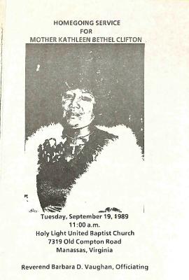 Funeral Program for Kathleen Clifton
