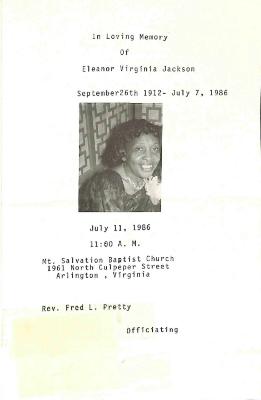 Funeral Program for Eleanor Jackson
