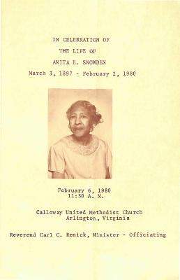 Funeral Program for Anita Snowden
