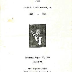 Funeral Program for Garfield Neighbors, Jr.
