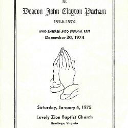 Funeral Program for John Parham
