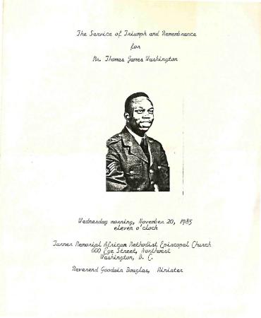 Funeral Program for Thomas Washington
