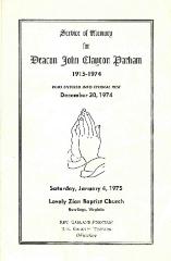 Funeral Program for John Parham
