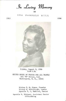 Funeral Program for Ida Hill
