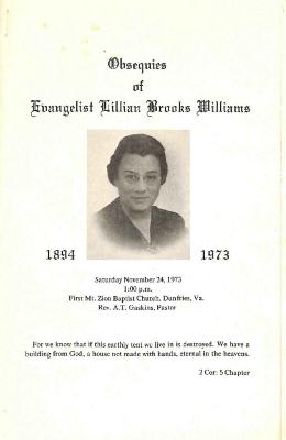 Funeral Program for Lillian Williams
