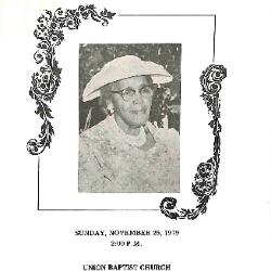 Funeral Program for Minnie Hamm
