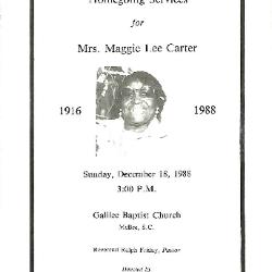 Funeral Program for Maggie Carter
