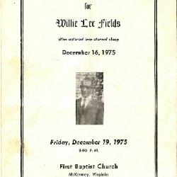 Funeral Program for Willie Fields

