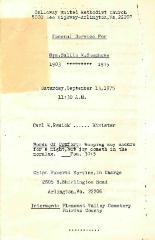Funeral Program for Sallie Stephens
