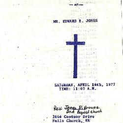 Funeral Program for Edward Jones
