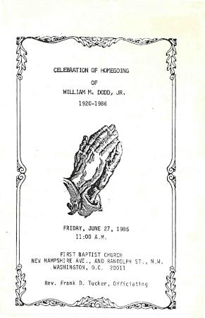 Funeral Program for William Dodd, Jr.
