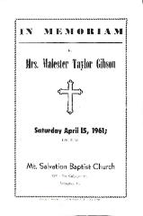 Funeral Program for Malester Gibson
